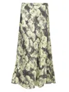Tory Burch Printed Satin Skirt In Green