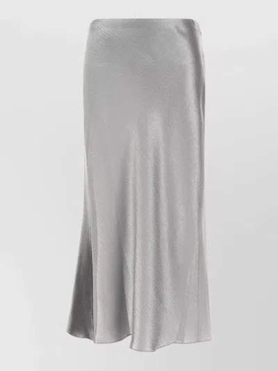 Tory Burch Satin Midi Skirt High Waist A Line In Gray