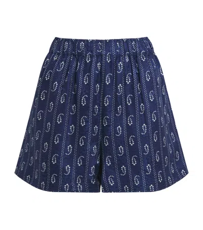 TORY BURCH SATIN PAISLEY CAMP SHORTS