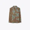 Tory Burch Satin Paisley Shirt In Brown
