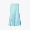 Tory Burch Satin Skirt In Blue Celeste