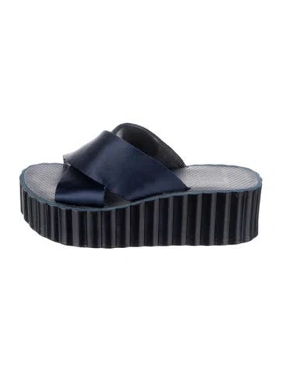 Pre-owned Tory Burch Satin Slides In Black