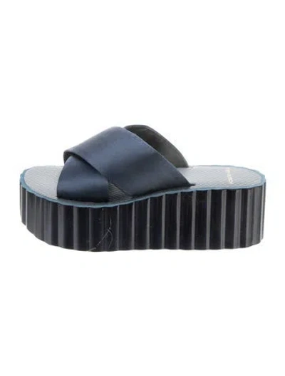 Pre-owned Tory Burch Satin Slides In Blue