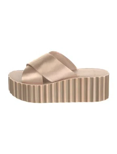 Pre-owned Tory Burch Satin Slides In Pink