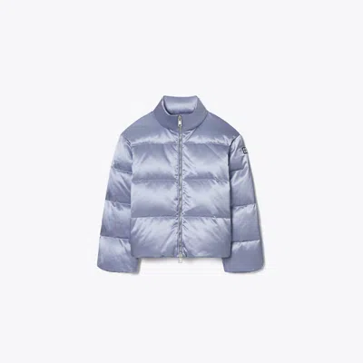 Tory Burch Satin Viscose Puffer Jacket In Blue