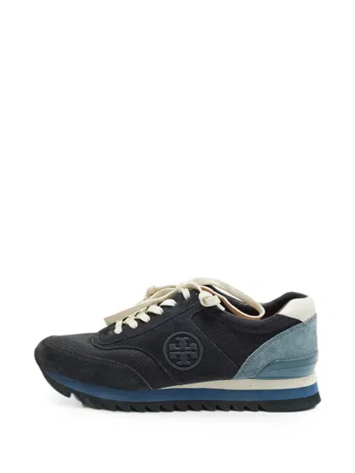 Pre-owned Tory Burch Sawtooth Panelled Sneakers In Blue