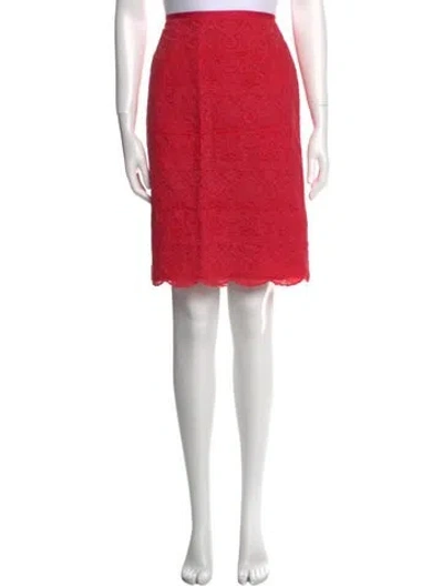Pre-owned Tory Burch Scalloped Accent Knee-length Skirt In Red