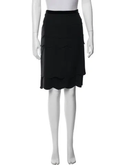 Pre-owned Tory Burch Scalloped Accent Midi Length Skirt In Black