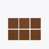 Tory Burch Scalloped Cocktail Linen Napkin, Set Of 6 In Brown