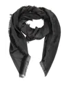 Tory Burch Scarf With Jacquard Motif Fringes In Black
