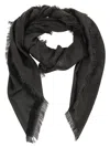 Tory Burch Scarf With Jacquard Motif Fringes In Black