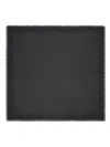 Tory Burch Fringed Logo Pattern Scarf In Black