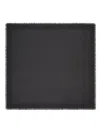 Tory Burch Fringed Logo Pattern Scarf In Black