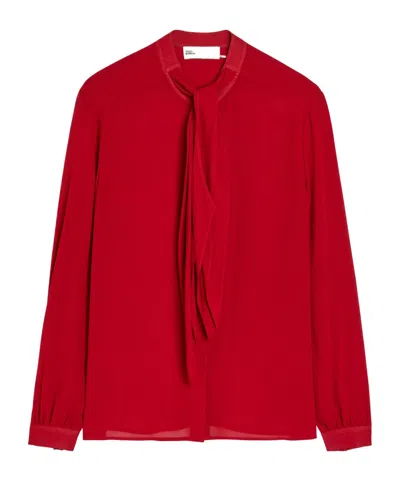 Tory Burch Scarf-effect Georgette Blouse In Red