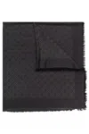 Tory Burch Medallion-embroidery Fringed Scarf In Nero