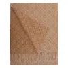Tory Burch Logo Intarsia-knit Fringe-detailing Scarf In Gold