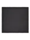 Tory Burch Fringed Logo Pattern Scarf In Black