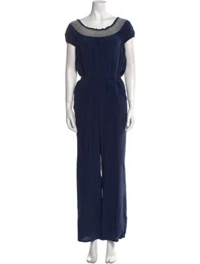 Pre-owned Tory Burch Scoop Neck Jumpsuit In Blue