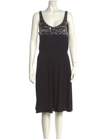 Pre-owned Tory Burch Scoop Neck Knee-length Dress In Black