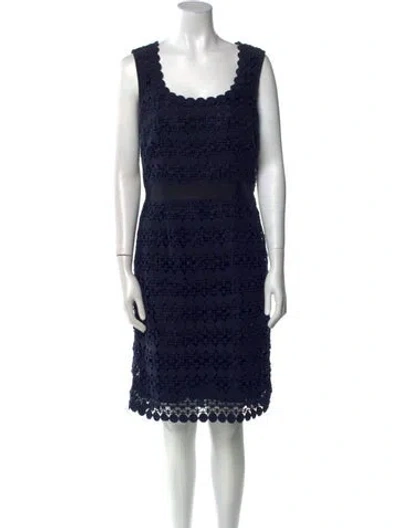 Pre-owned Tory Burch Scoop Neck Knee-length Dress In Blue