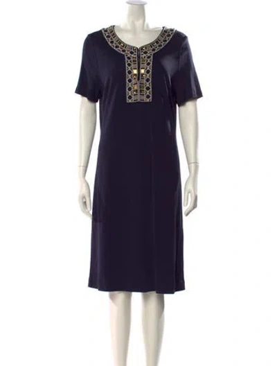 Pre-owned Tory Burch Scoop Neck Knee-length Dress In Blue