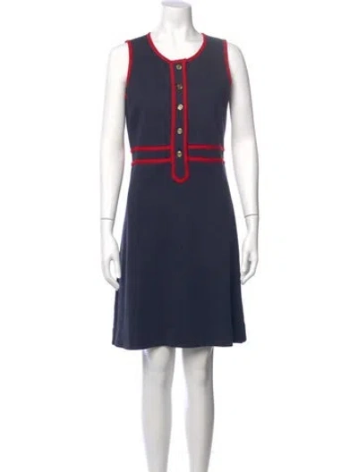 Pre-owned Tory Burch Scoop Neck Knee-length Dress In Blue