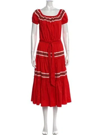 Pre-owned Tory Burch Scoop Neck Long Dress In Red