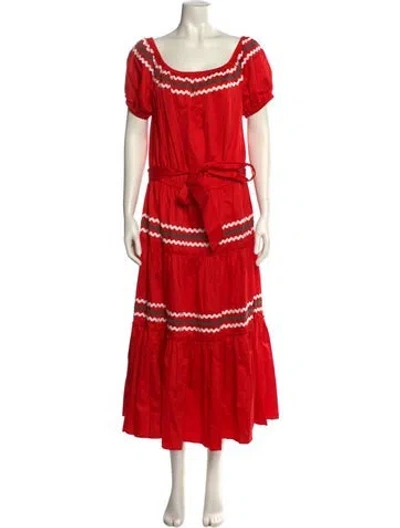 Pre-owned Tory Burch Scoop Neck Long Dress W/ Tags In Red
