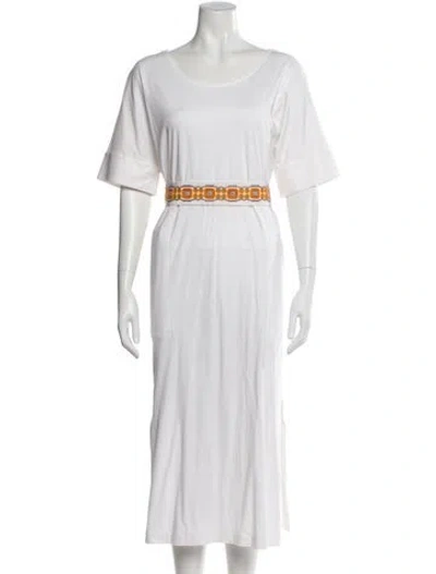Pre-owned Tory Burch Scoop Neck Long Dress In White