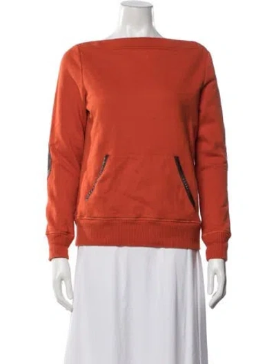 Pre-owned Tory Burch Scoop Neck Long Sleeve Sweatshirt In Orange