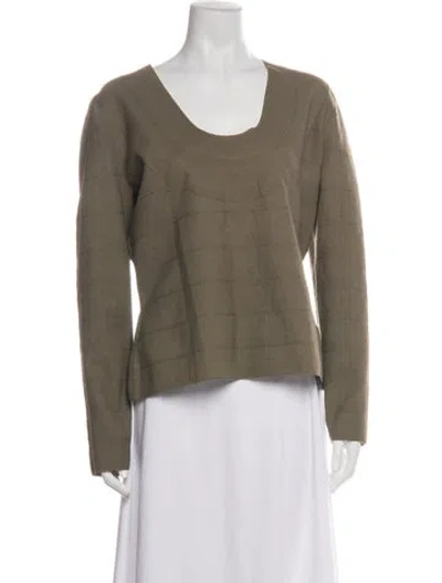 Pre-owned Tory Burch Scoop Neck Long Sleeve Top In Green