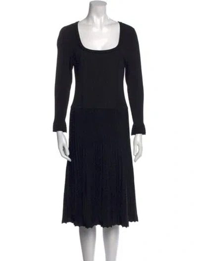 Pre-owned Tory Burch Scoop Neck Midi Length Dress In Black