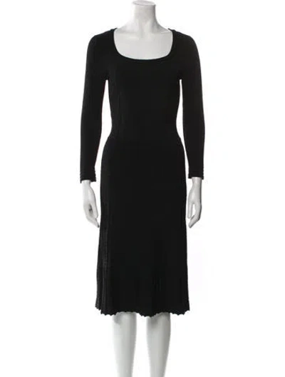 Pre-owned Tory Burch Scoop Neck Midi Length Dress In Black
