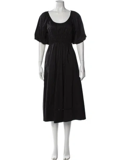 Pre-owned Tory Burch Scoop Neck Midi Length Dress In Black