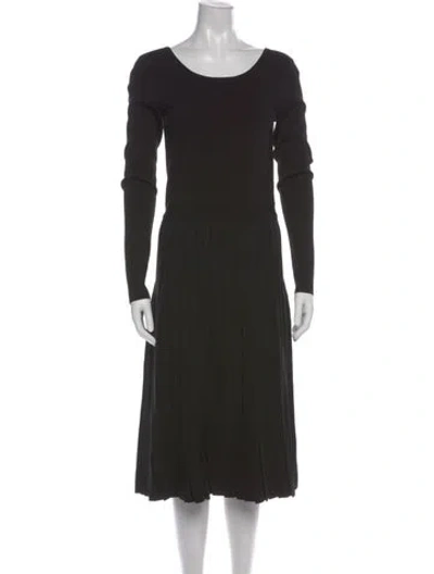 Pre-owned Tory Burch Scoop Neck Midi Length Dress In Black