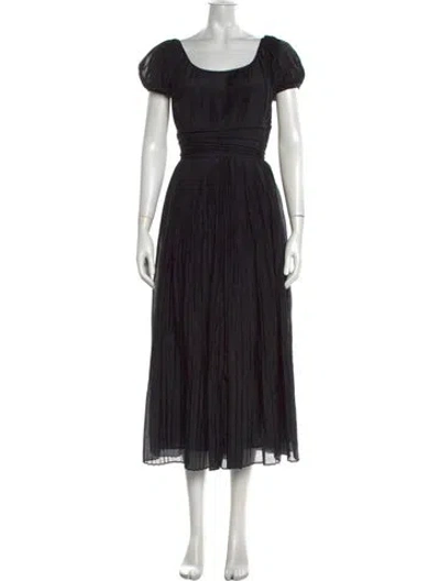 Pre-owned Tory Burch Scoop Neck Midi Length Dress In Black