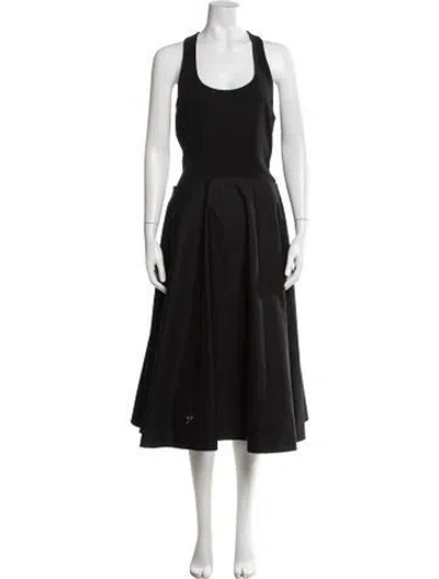 Pre-owned Tory Burch Scoop Neck Midi Length Dress In Black