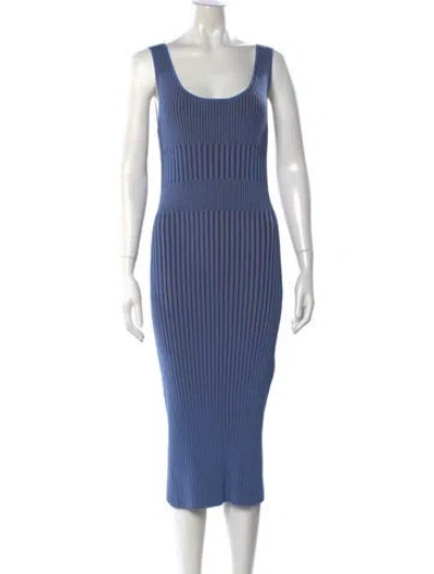 Pre-owned Tory Burch Scoop Neck Midi Length Dress In Blue