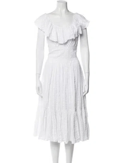 Pre-owned Tory Burch Scoop Neck Midi Length Dress In Neutral