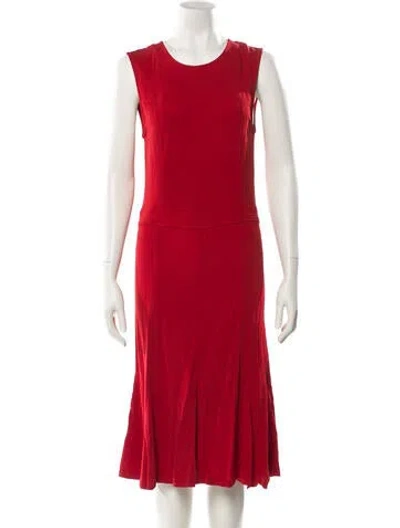 Pre-owned Tory Burch Scoop Neck Midi Length Dress In Red