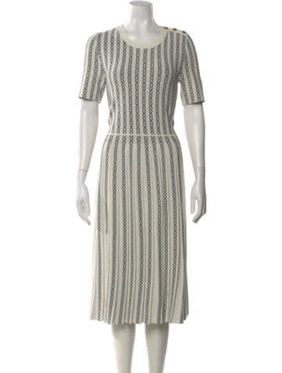 Pre-owned Tory Burch Scoop Neck Midi Length Dress In White