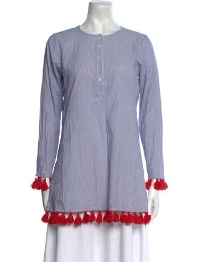 Pre-owned Tory Burch Scoop Neck Mini Dress In Blue
