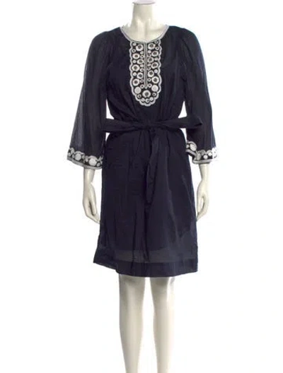 Pre-owned Tory Burch Scoop Neck Mini Dress In Blue