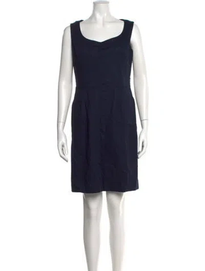 Pre-owned Tory Burch Scoop Neck Mini Dress In Blue