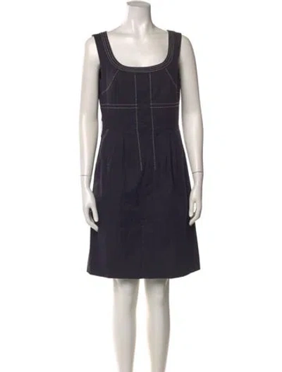Pre-owned Tory Burch Scoop Neck Mini Dress In Blue