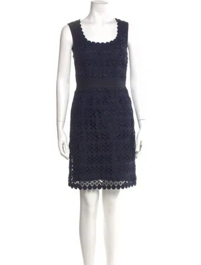 Pre-owned Tory Burch Scoop Neck Mini Dress In Blue