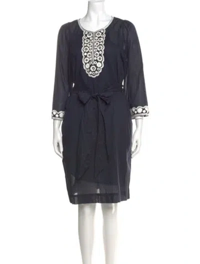 Pre-owned Tory Burch Scoop Neck Mini Dress In Blue