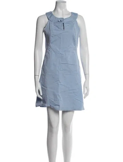 Pre-owned Tory Burch Scoop Neck Mini Dress In Blue