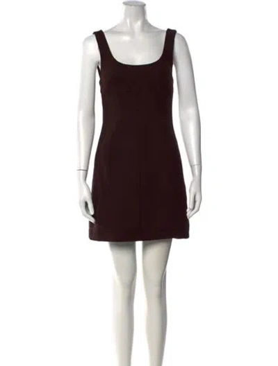 Pre-owned Tory Burch Scoop Neck Mini Dress In Brown