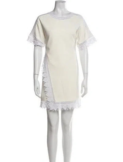 Pre-owned Tory Burch Scoop Neck Mini Dress In White
